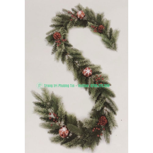 Dây trang trí đầu nhọn 4 loại lá có trang trí