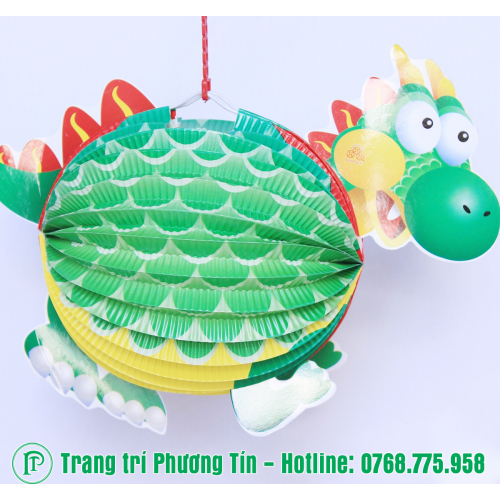 Lồng đèn giấy xếp rồng xanh