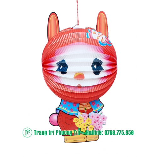 Lồng đèn giấy xếp thỏ hồng
