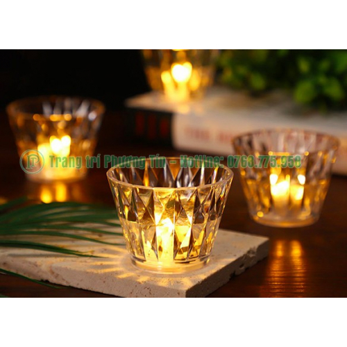 Cốc nến pha lê kim cương