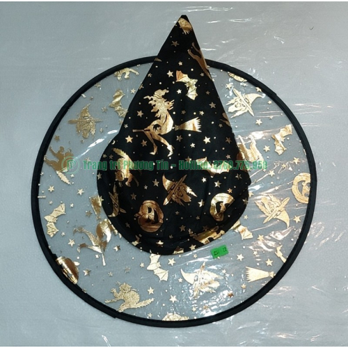 Nón phù thủy đen họa tiết trong vành