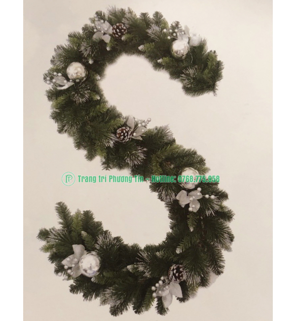 Dây trang trí 3 loại lá lăn kim tuyến bạc