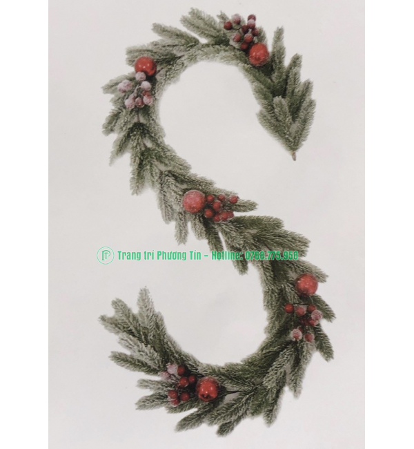 Dây trang trí PE lá chiếc phủ tuyết có trang trí