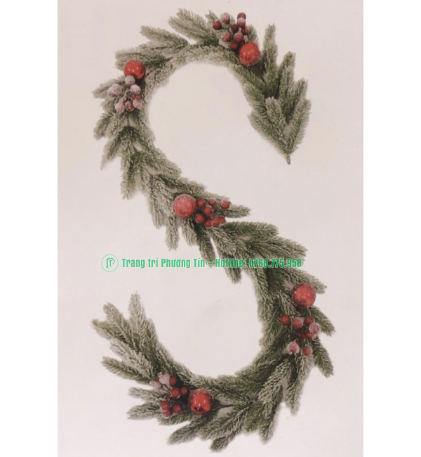 Dây trang trí PE lá chiếc phủ tuyết có trang trí