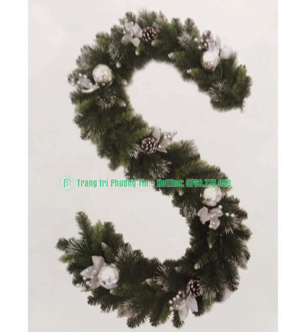 Dây trang trí 3 loại lá lăn kim tuyến bạc