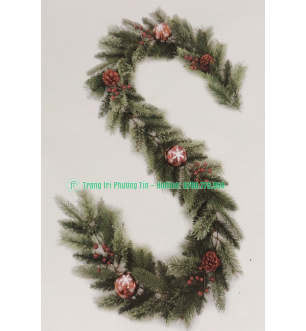 Dây trang trí đầu nhọn 4 loại lá có trang trí