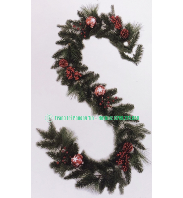 Dây trang trí đầu nhọn 4 loại lá có trang trí