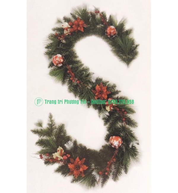 Dây trang trí 4 loại lá phun sơn có trang trí