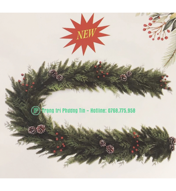 Dây trang trí PE 2 loại lá có trang trí