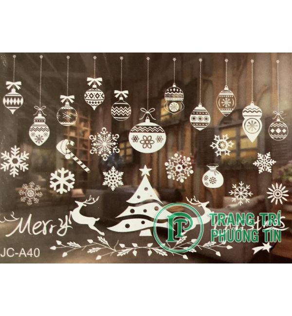 Decal dán kính cây thông, hoa tuyết