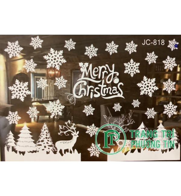 Decal dán mẫu hoa tuyết, thông, tuần lộc