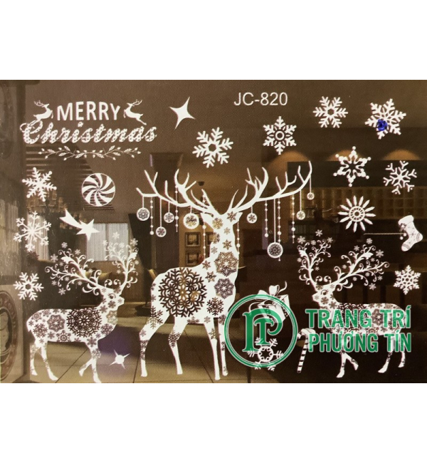 Decal dán tuần lộc, hoa tuyết trắng