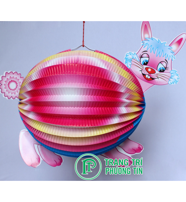 Lồng đèn giấy xếp thỏ hồng cute