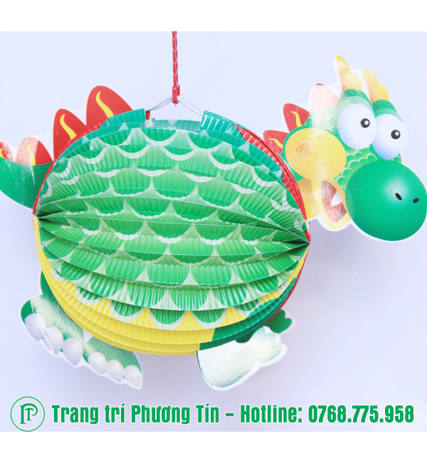 Lồng đèn giấy xếp rồng xanh
