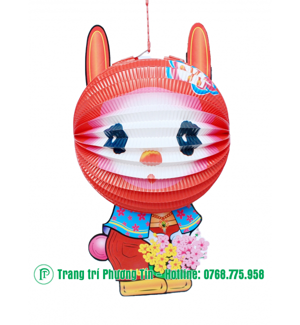 Lồng đèn giấy xếp thỏ hồng