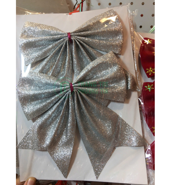 Nơ trang trí màu bạc