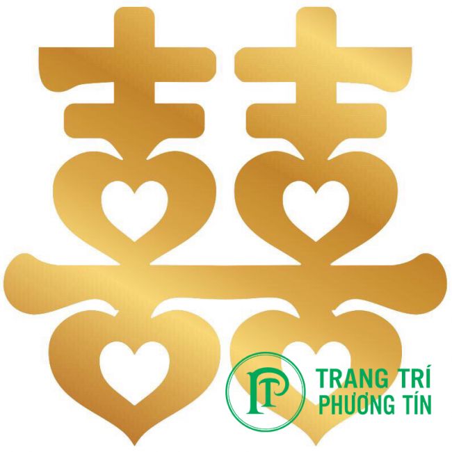 chữ Song Hỷ cách điệu trái tim