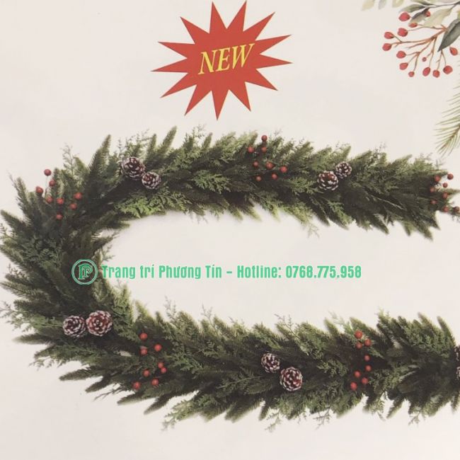 Dây trang trí PE 2 loại lá có trang trí