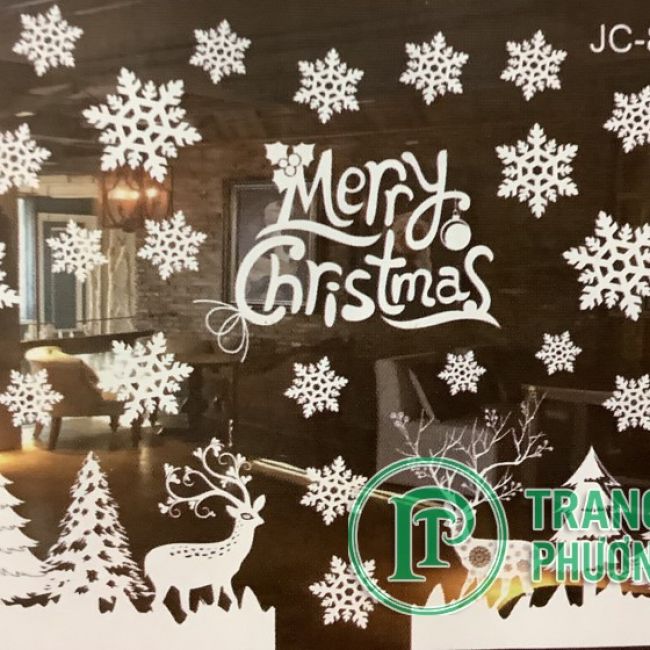 Decal dán mẫu hoa tuyết, thông, tuần lộc