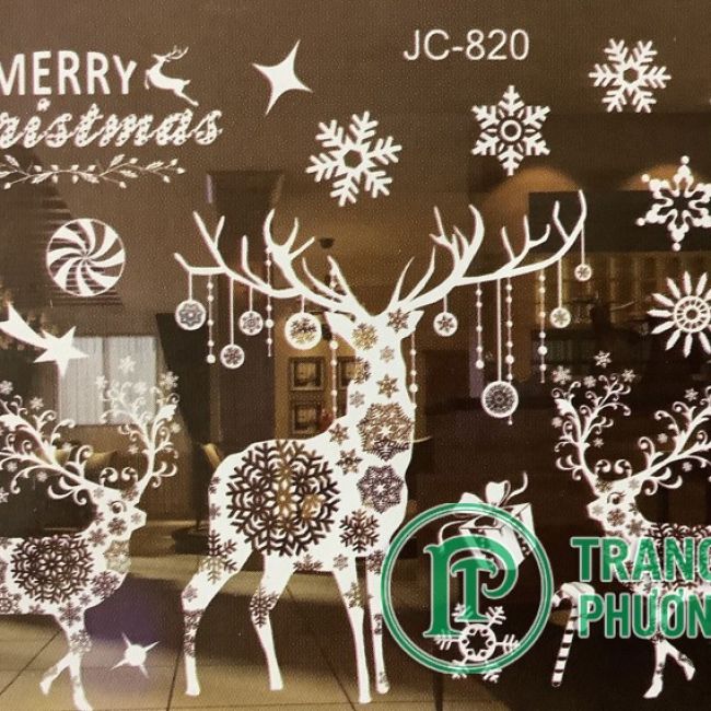 Decal dán tuần lộc, hoa tuyết trắng