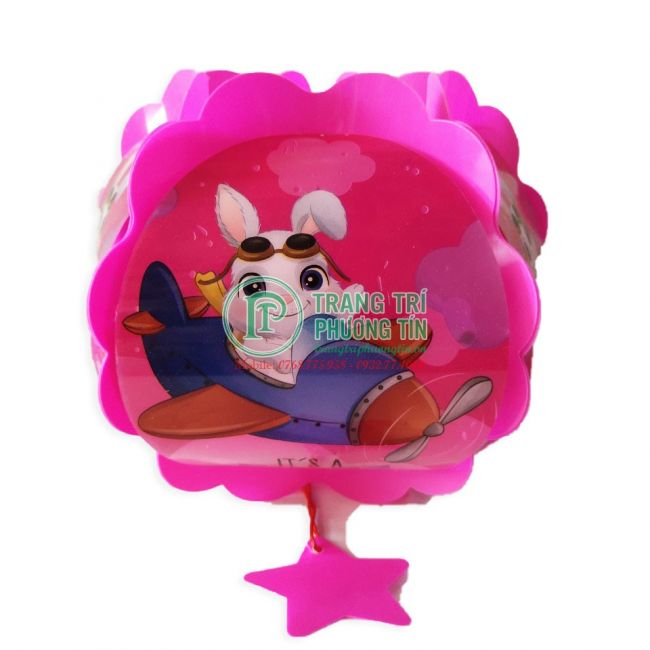Lồng đèn trung thu nhựa tròn thỏ đọc sách