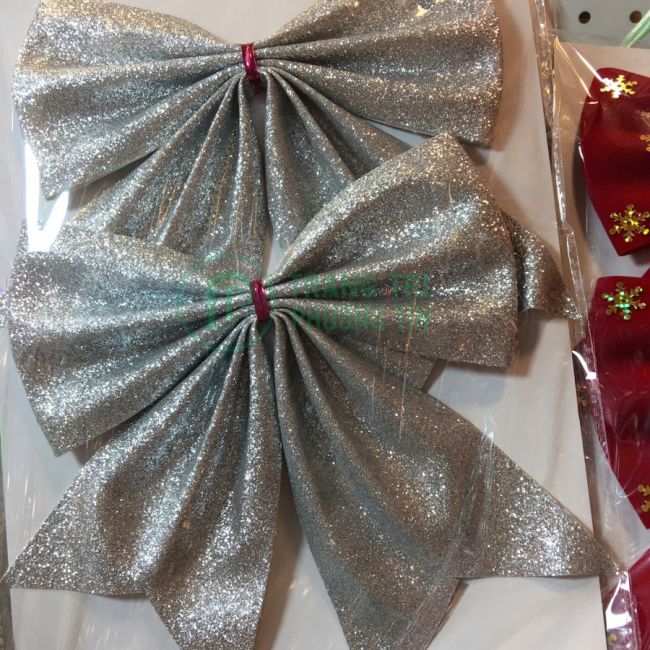 Nơ trang trí màu bạc