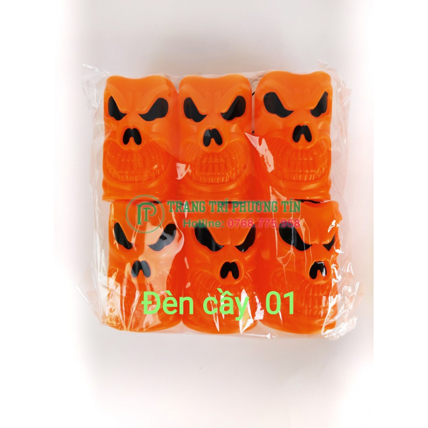 Đèn cầy đầu lâu màu cam