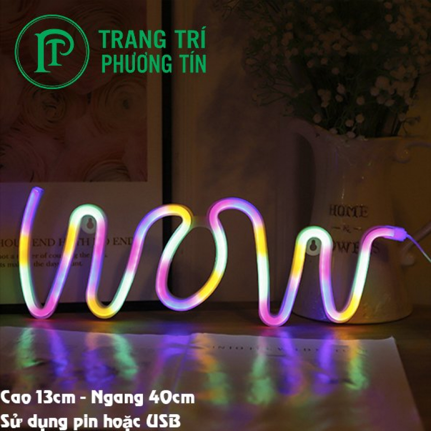 Đèn neon chữ wow