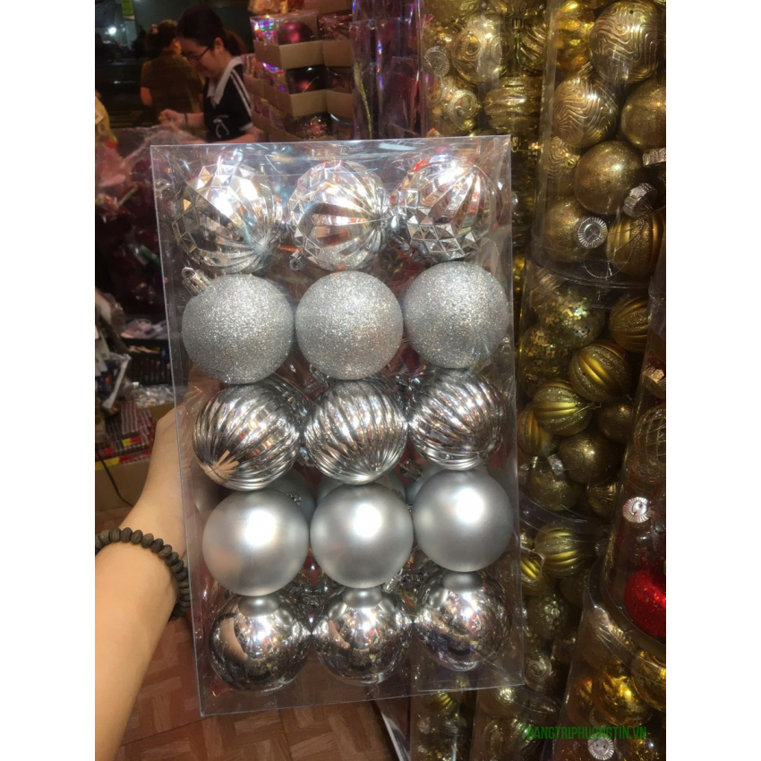 Set quả châu lớn màu bạc